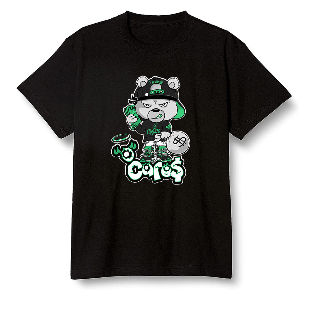 Pop Colour AJ13 Retro 'Lucky Green' - 0 Cares$ Teddy - Black Men T-shirt