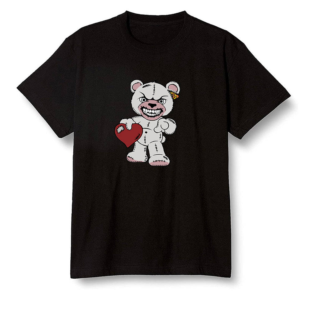 Pop Colour AJ1 Retro Low 'Hare' Grey Mist/University Red-Light Poison - Angry Teddy Bear - Black Men T-shirt