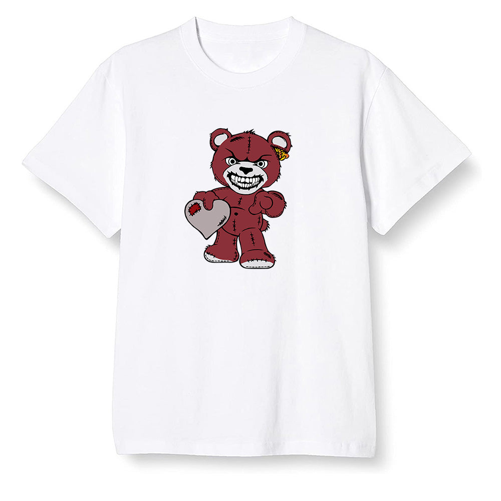 Pop Colour AJ1 Low Black Toe - Angry Teddy Bear - White Men T-shirt