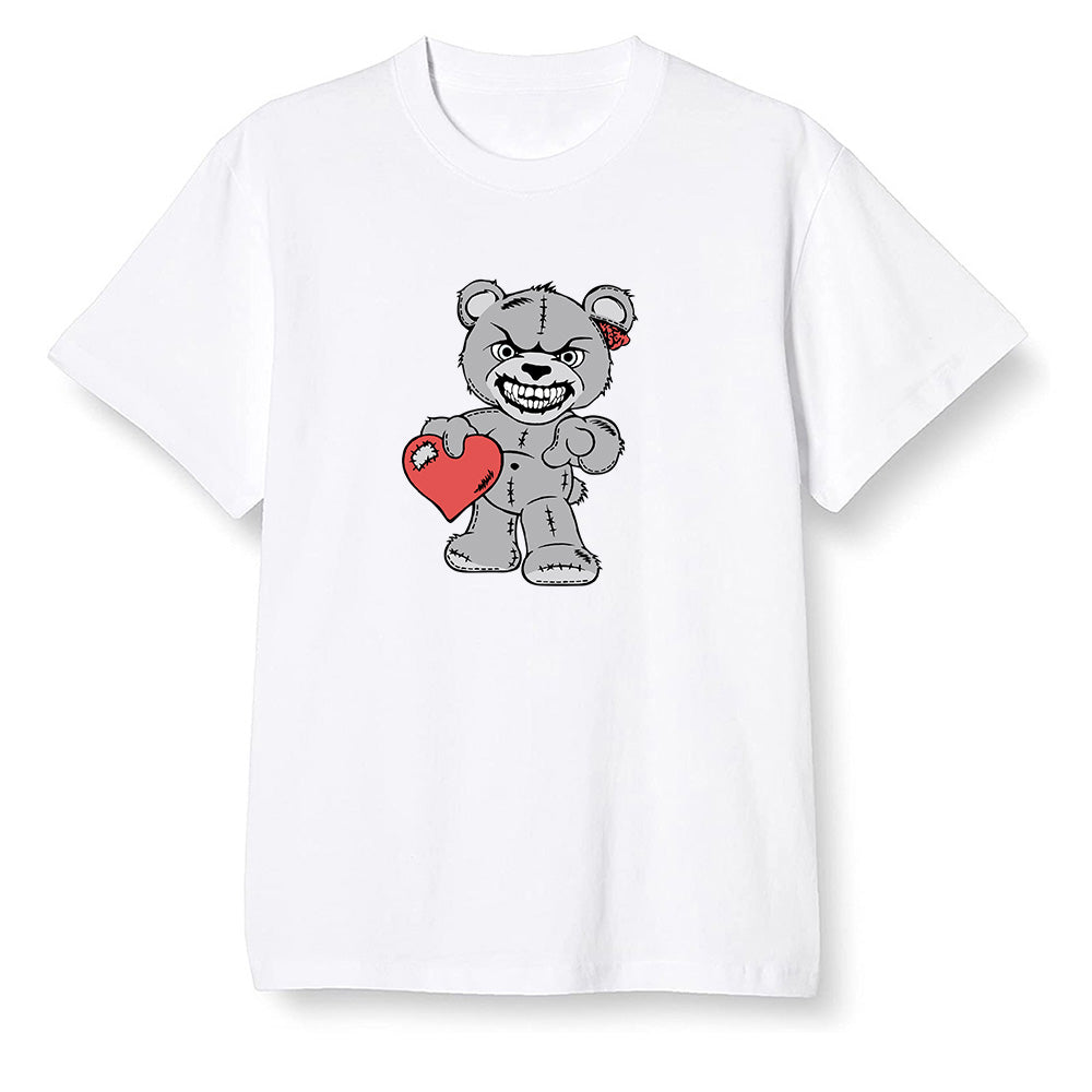 Pop Colour AJ1 Low GS Light Smoke Grey - Angry Teddy Bear - White Men T-shirt