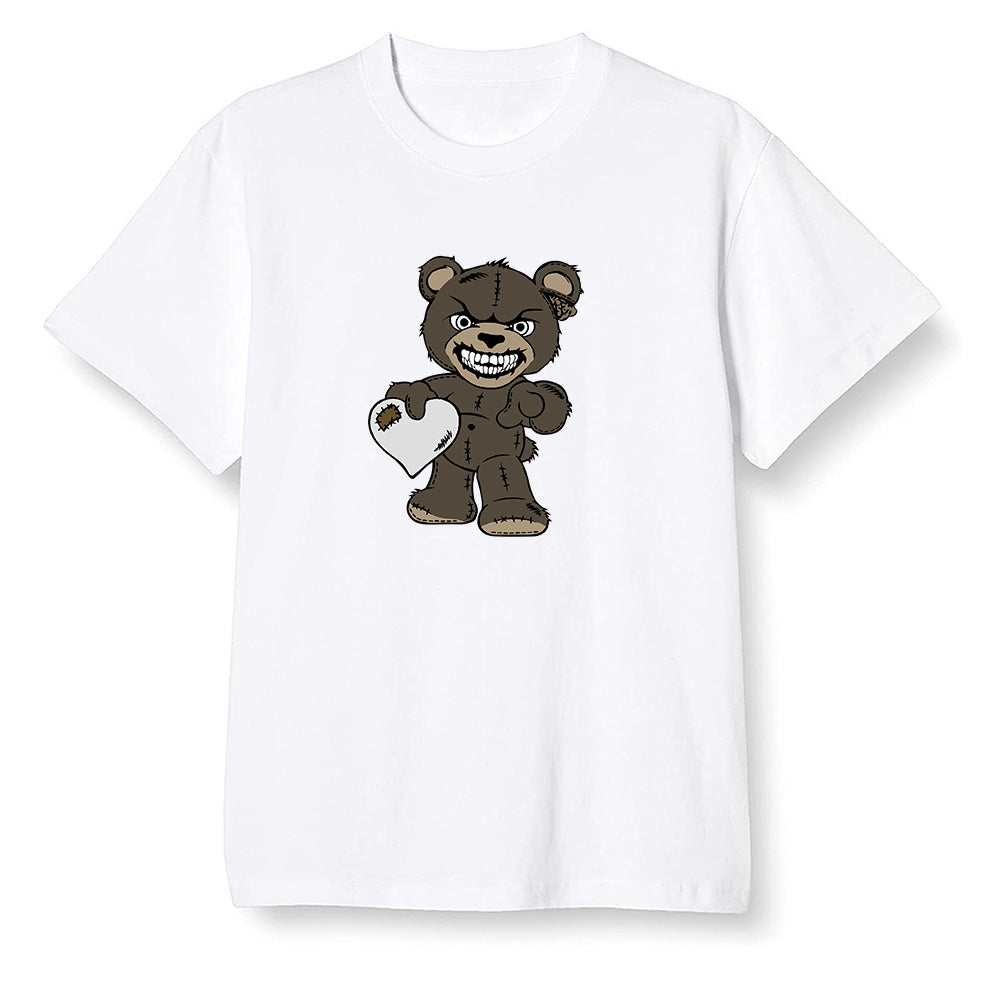 Pop Colour AJ1 Retro High Dark Mocha - Angry Teddy Bear - White Men T-shirt