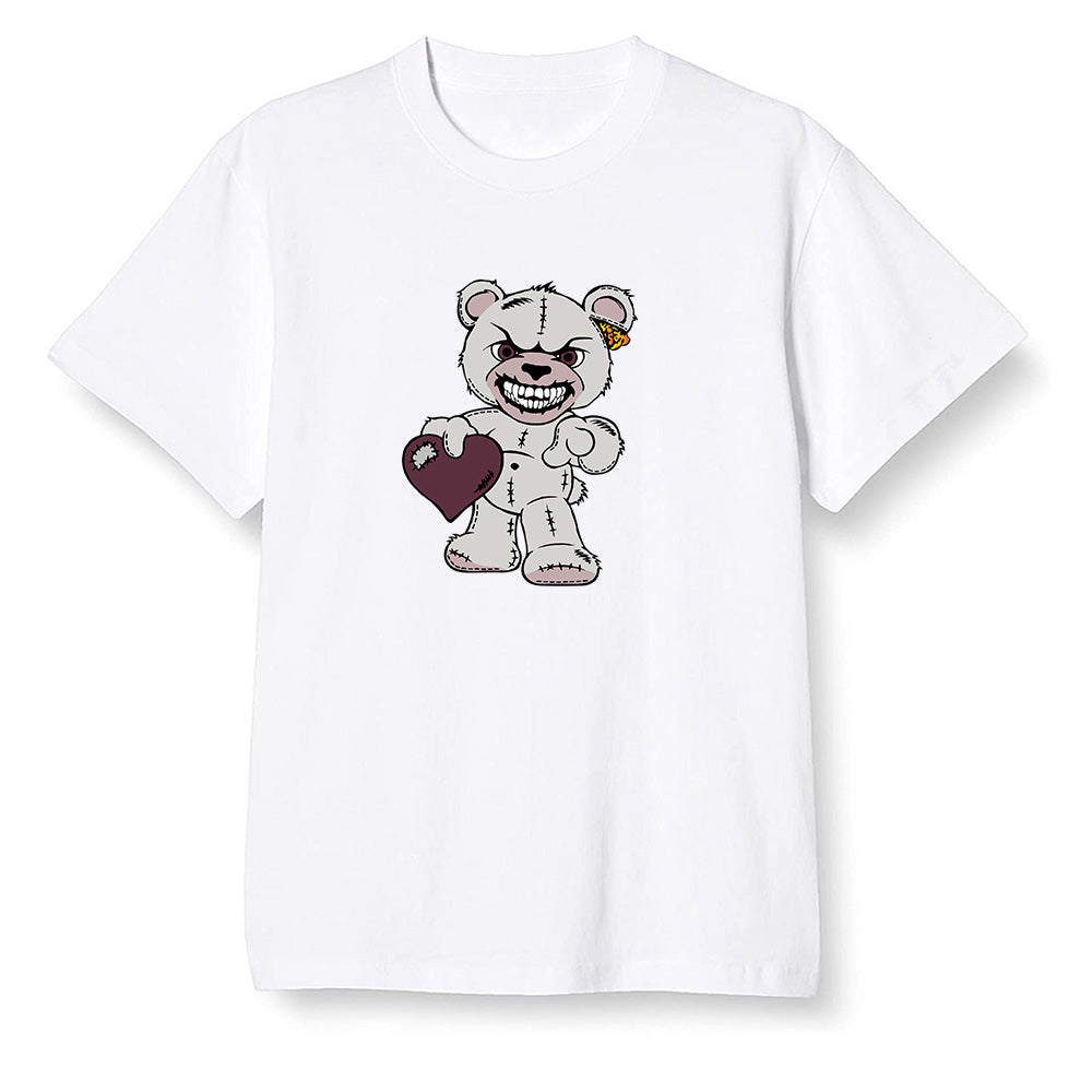 Pop Colour AJ1 Retro High OG Bordeaux - Angry Teddy Bear - White Men T-shirt