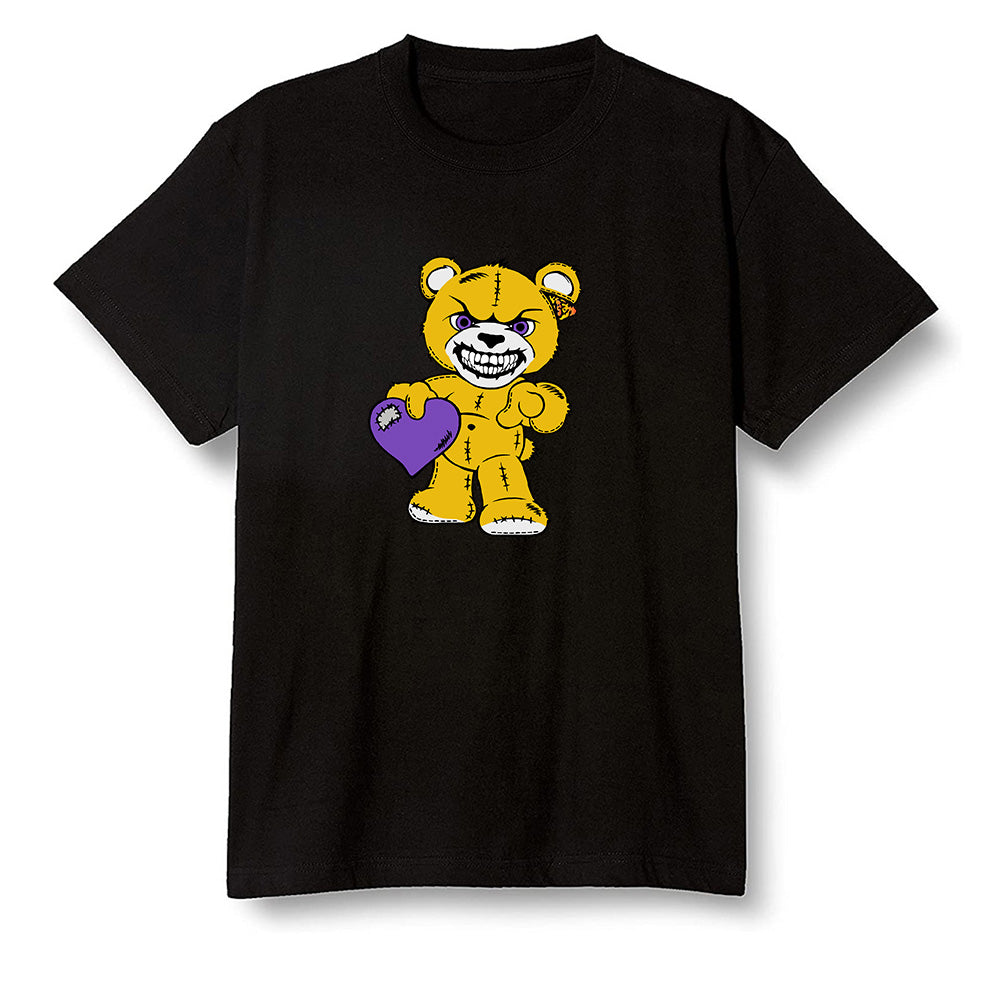Pop Colour AJ1 Mid SE University Gold - Angry Teddy Bear - Black Men T-shirt