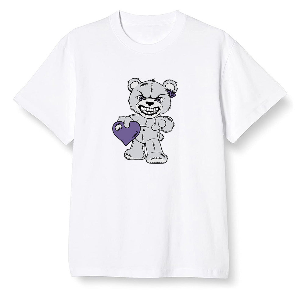 Pop Colour AJ1 High OG Court Purple - Angry Teddy Bear - White Men T-shirt