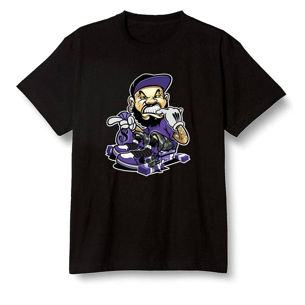 Pop Colour AJ1 Retro High OG Court Purple - Bagg$ - Black Men T-shirt
