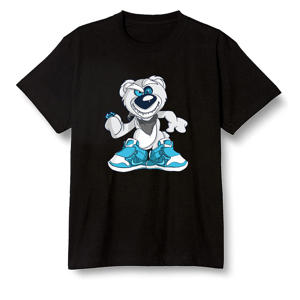 Pop Colour AJ13 Retro Obsidian Powder Blue - Crazy bear - Black Men T-shirt