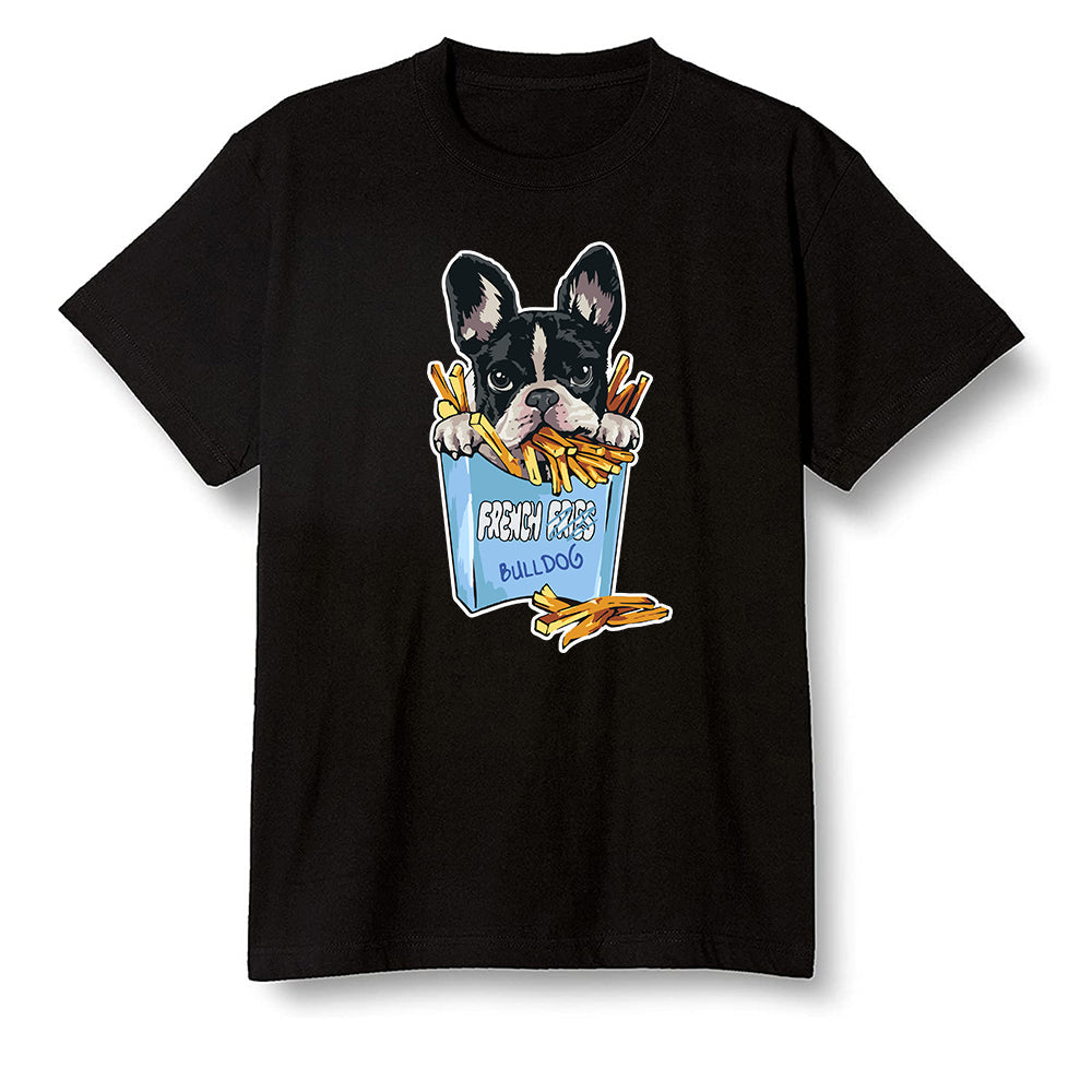 Pop Colour AJ1 Retro High OG Hyper Royal - Cute dog eating french fries - Black Men T-shirt