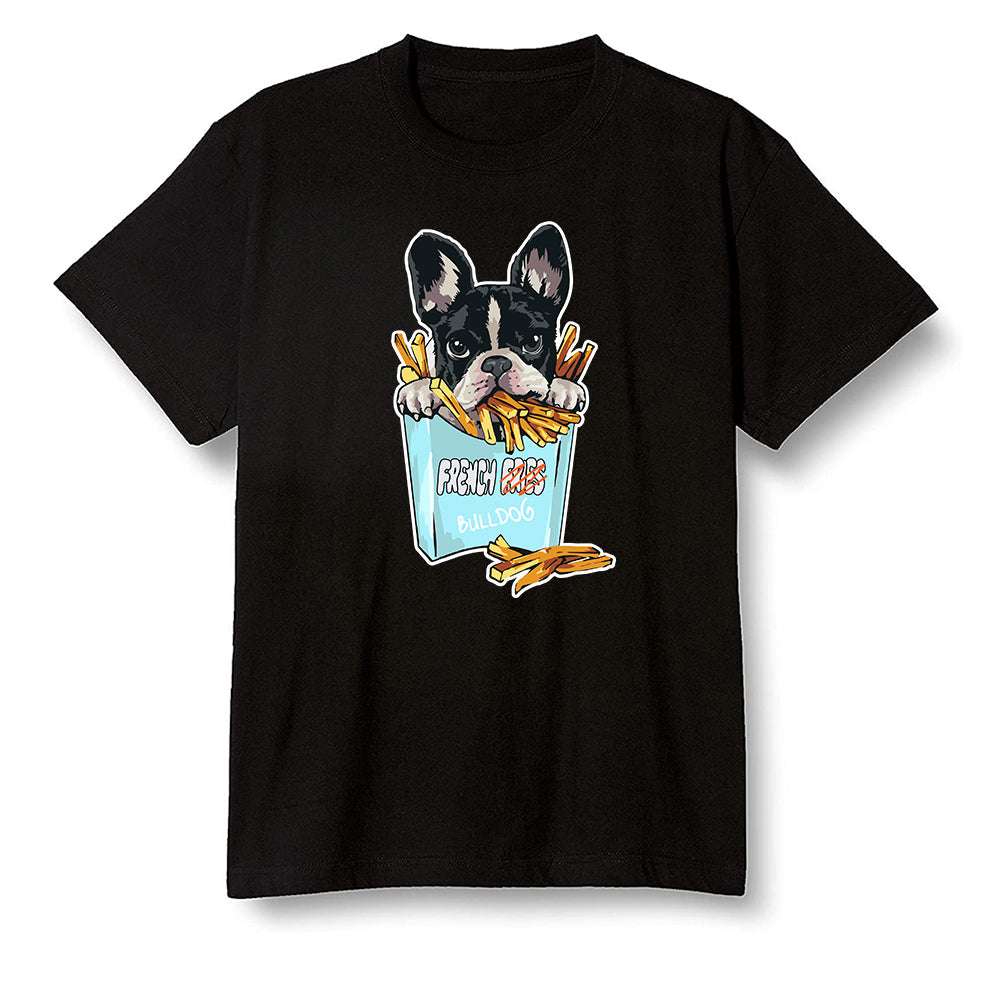 Pop Colour AJ1 NRG Joint Model - White - Cute dog eating french fries - Black Men T-shirt