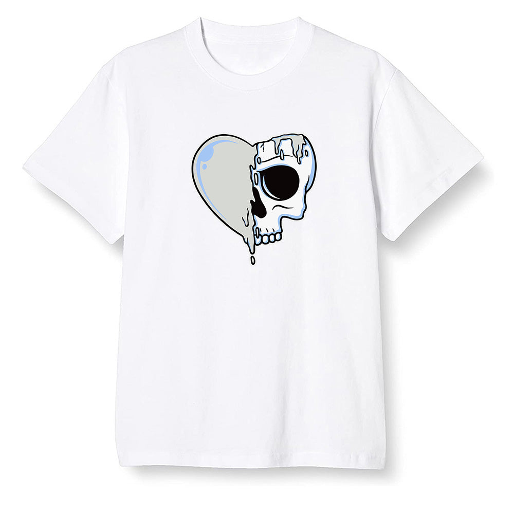 Pop Colour AJ1 Low Wolf Grey/Sail/Photon Dust/White - Heart melting skull - White Men T-shirt