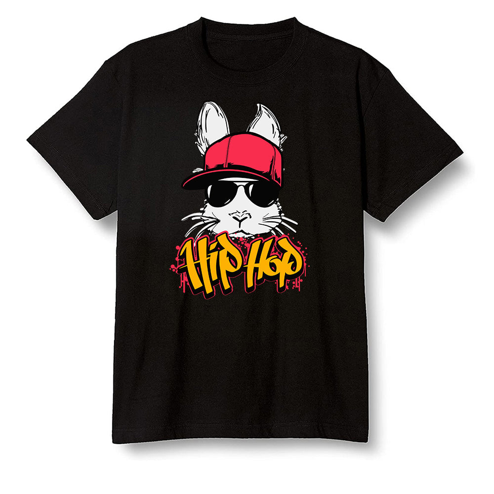 Pop Colour AJ1 Retro High OG Light Fusion Red - Hip Hop bunny - Black Men T-shirt