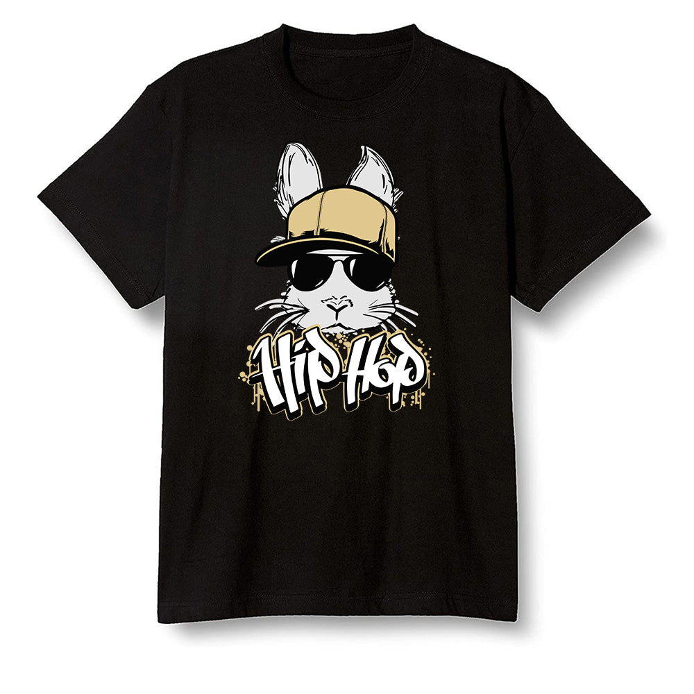 Pop Colour AJ1 Retro High OG NRG Gold TOE - Hip Hop bunny - Black Men T-shirt