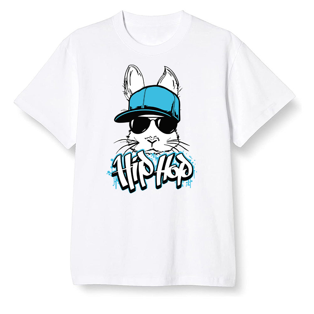 Pop Colour AJ13 Retro Obsidian Powder Blue - Hip Hop bunny - White Men T-shirt