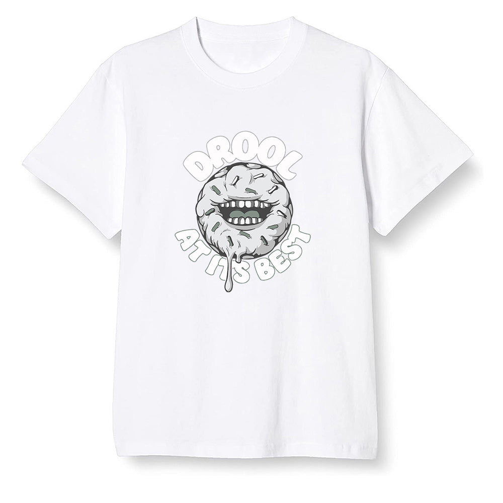 Pop Colour AJ1 Low Retro 'White' White/White-Metallic Silver - I love Donut Drool - White Men T-shirt