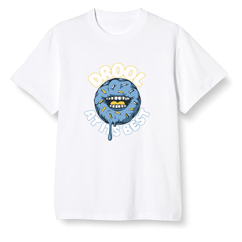 Pop Colour AJ1 Retro Low 'West Coast' White/Varsity Maize-University Blue - I love Donut Drool - White Men T-shirt