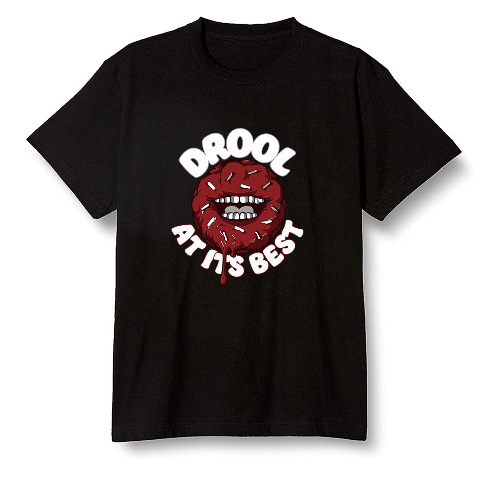 Pop Colour AJ1 Retro Low 'Hare' Grey Mist/University Red-Light Poison - I love Donut Drool - Black Men T-shirt
