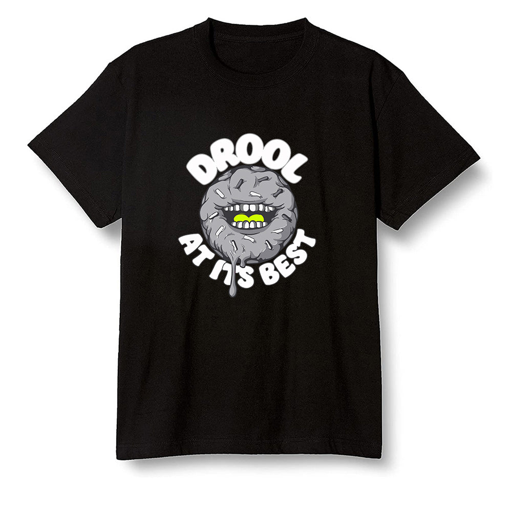 Pop Colour AJ1 Mid Grey Volt - I love Donut Drool - Black Men T-shirt