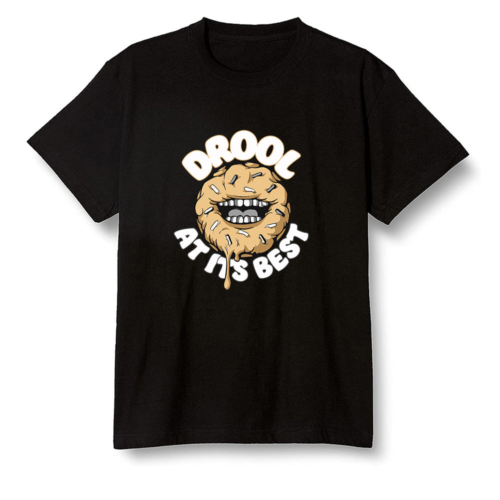 Pop Colour AJ1 Retro High OGetallic Gold - I love Donut Drool - Black Men T-shirt