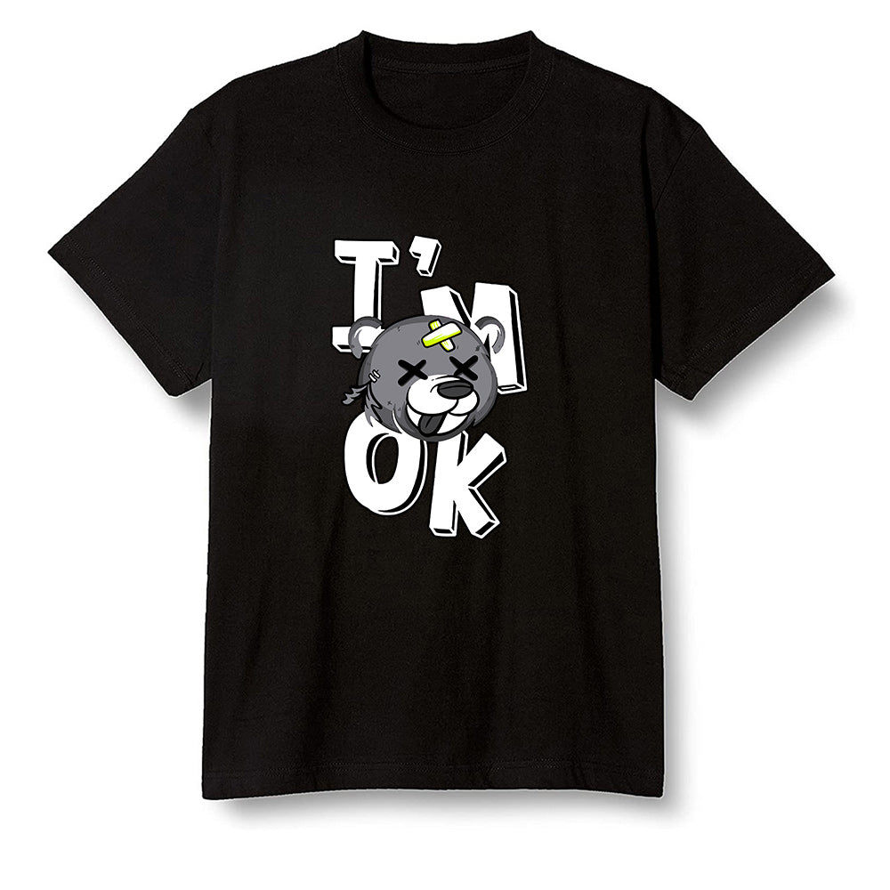 Pop Colour AJ1 Mid Grey Volt - I'am Ok bubby bear - Black Men T-shirt