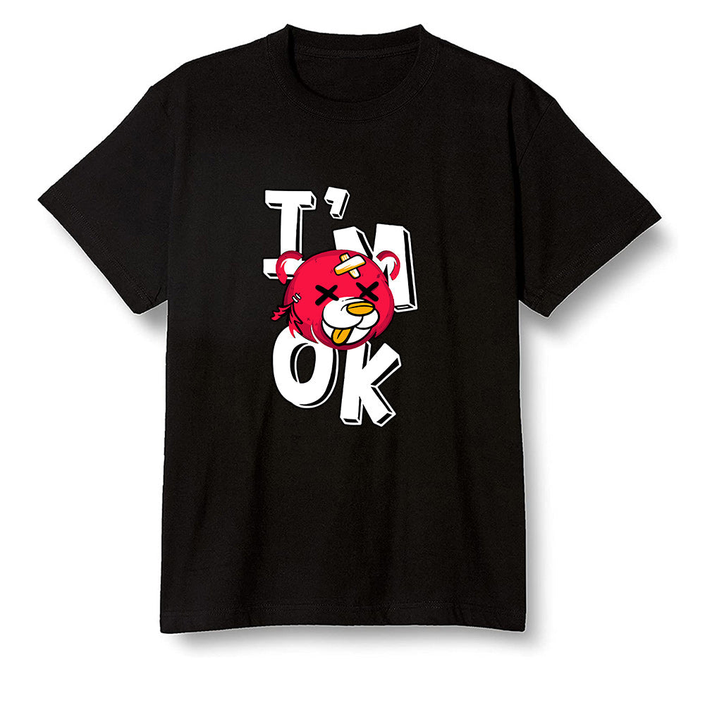 Pop Colour AJ1 Retro High OG Light Fusion Red - I'am Ok bubby bear - Black Men T-shirt