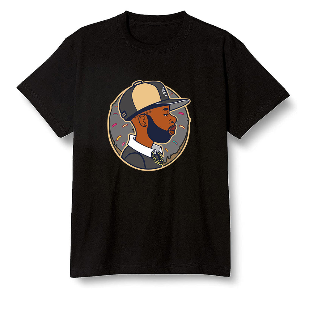 Pop Colour AJ1 Retro High OGetallic Gold - J Dilla Donut - Black Men T-shirt