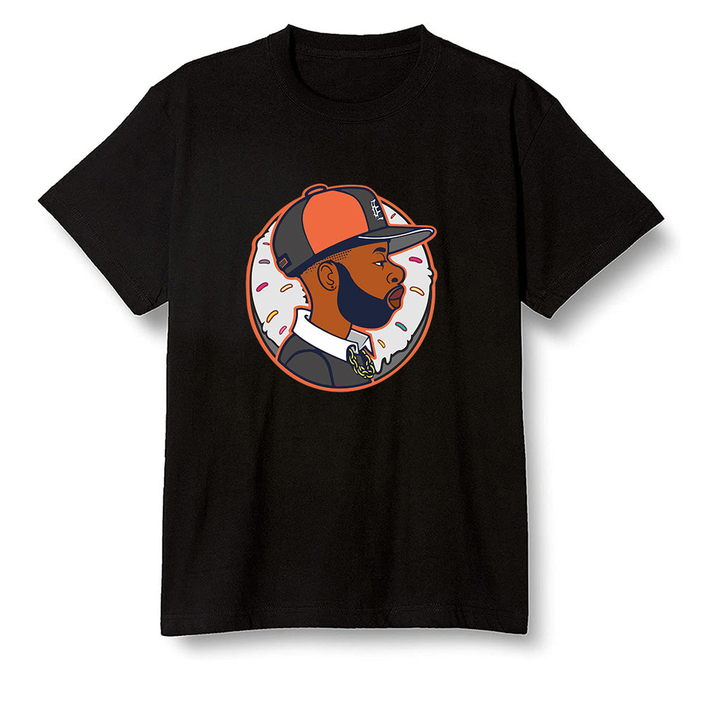 Pop Colour AJ1 Retro High OG Electro Orange - J Dilla Donut - Black Men T-shirt
