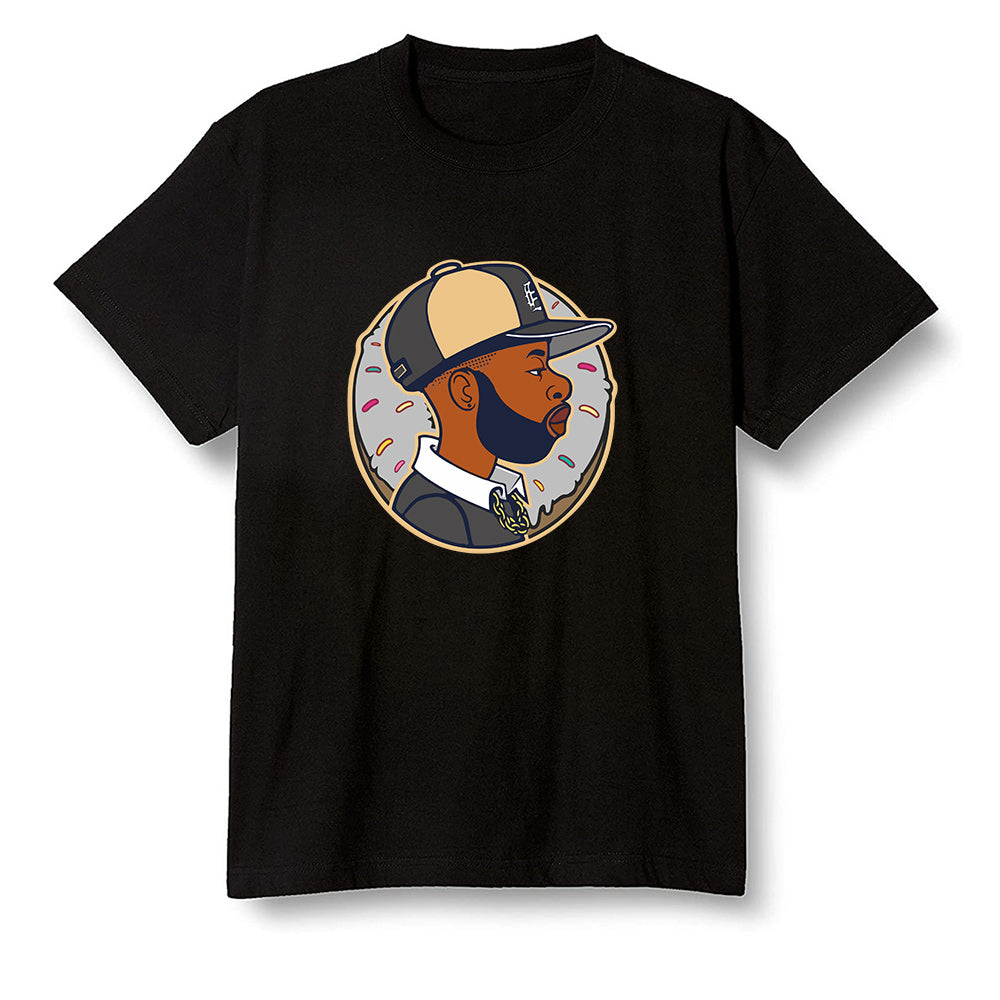 Pop Colour AJ1 Retro High OG NRG Gold TOE - J Dilla Donut - Black Men T-shirt