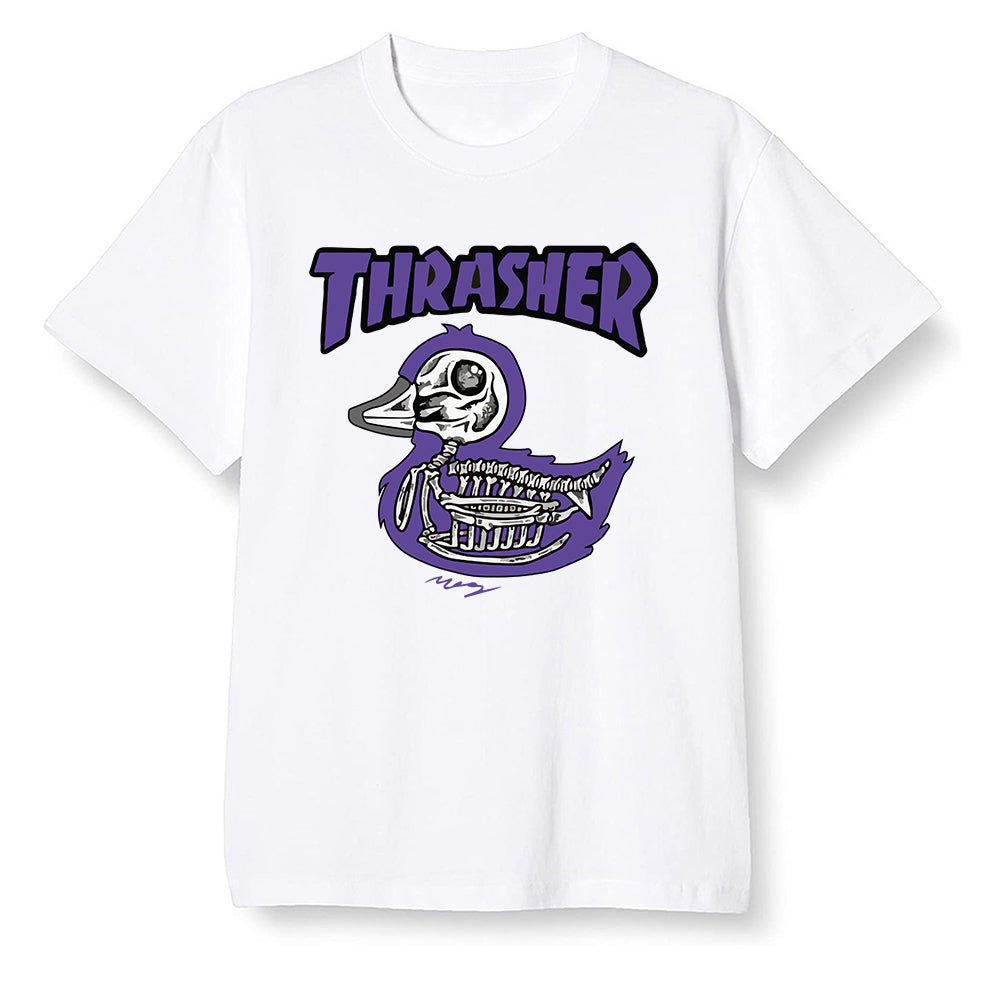 Pop Colour AJ1 Retro High OG Court Purple - Little duck - White Men T-shirt