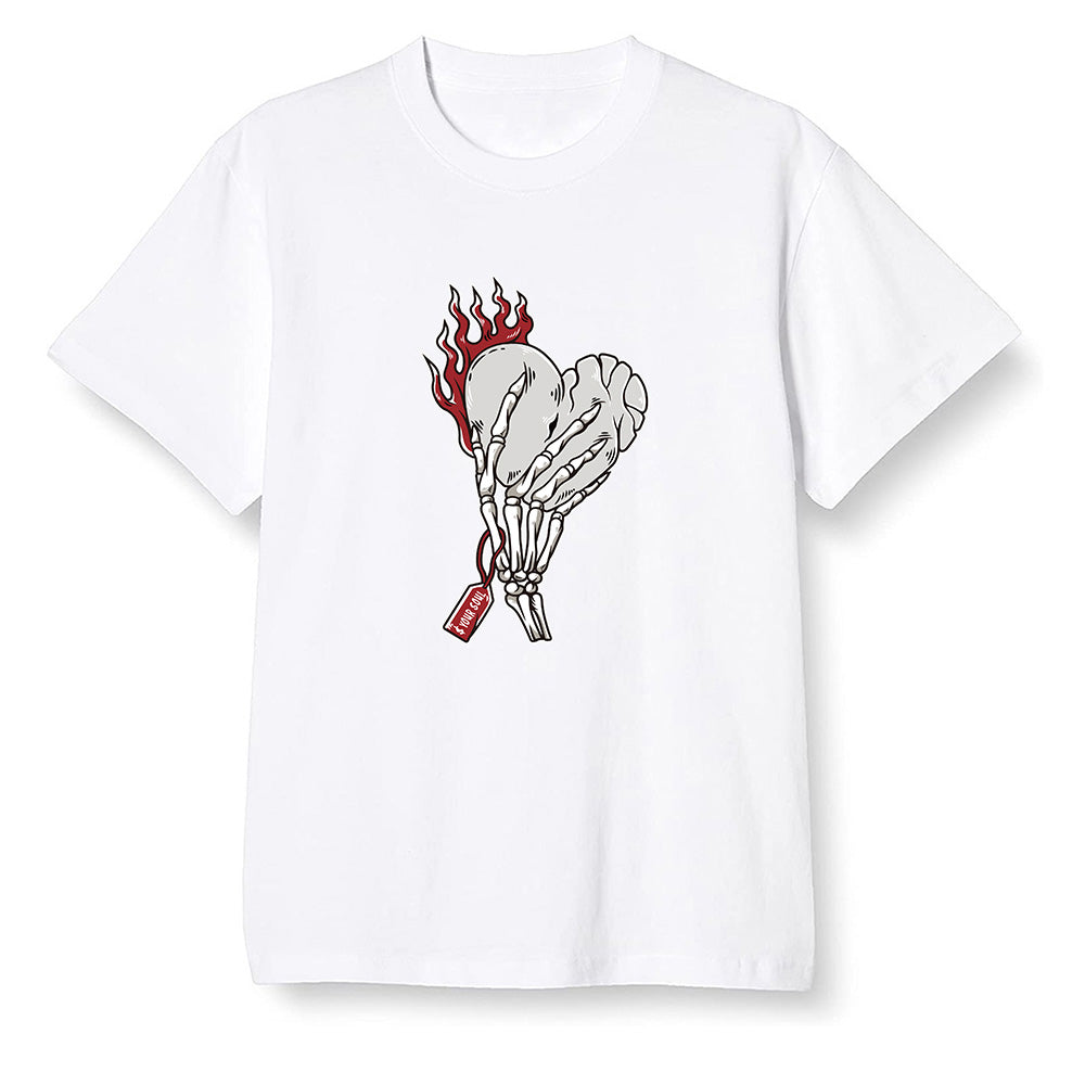 Pop Colour AJ1 Retro Low 'Hare' Grey Mist/University Red-Light Poison - Love it will pay - White Men T-shirt
