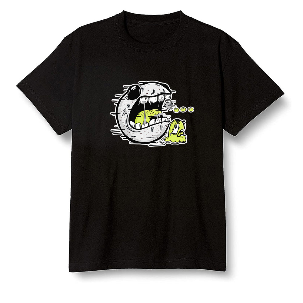 Pop Colour AJ1 Mid Grey Volt - Pac Man and ghost - Black Men T-shirt