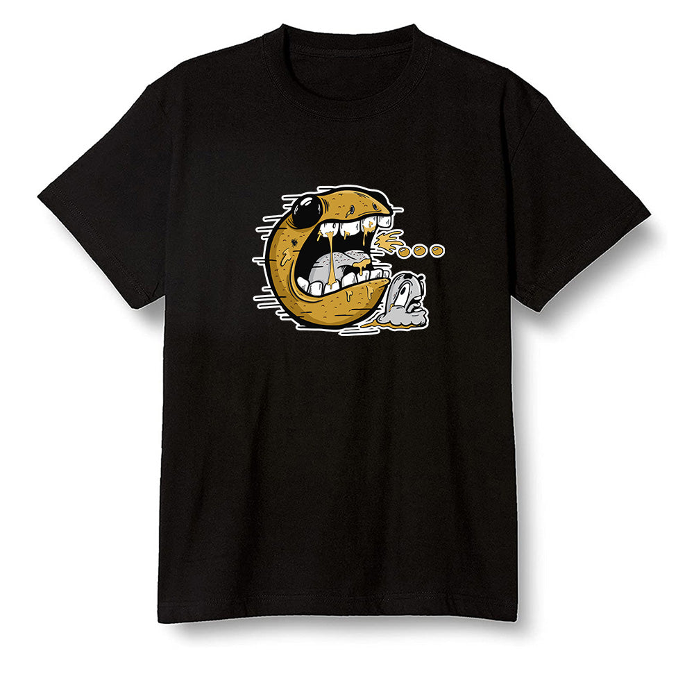 Pop Colour AJ1 Retro High OG Yellow Ochre - Pac Man and ghost - Black Men T-shirt