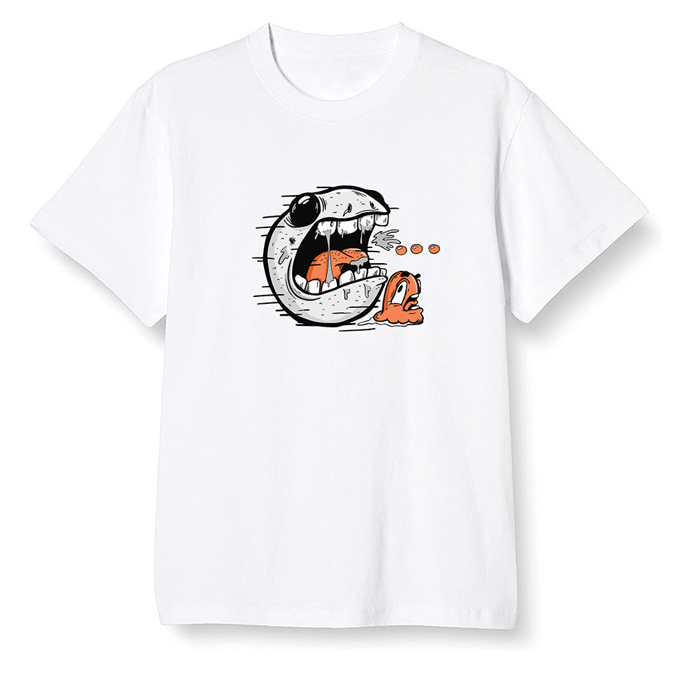 Pop Colour AJ1 Retro High OG Electro Orange - Pac Man and ghost - White Men T-shirt