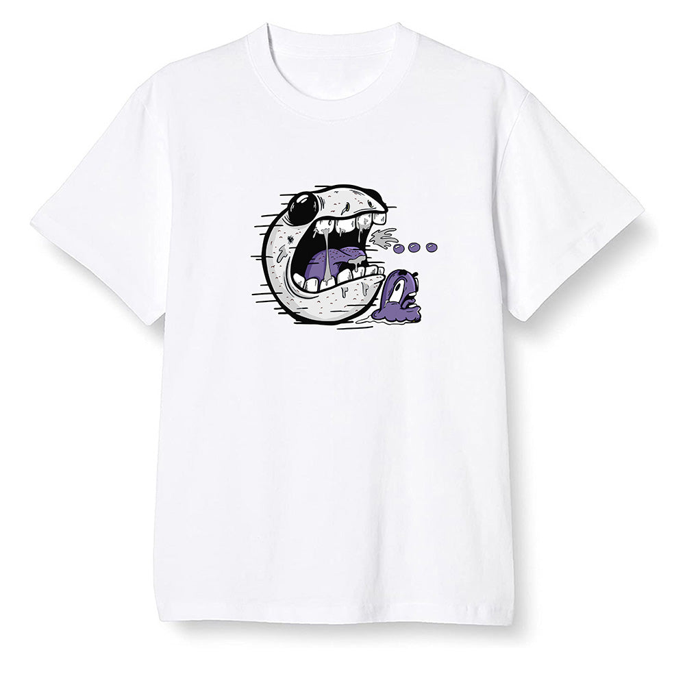 Pop Colour AJ1 High OG Court Purple - Pac Man and ghost - White Men T-shirt