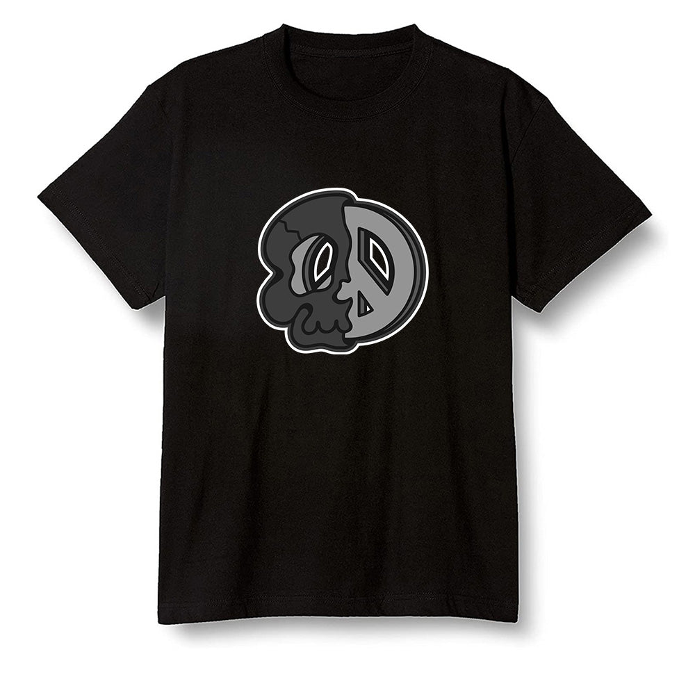 Pop Colour AJ1 Low 'Triple Black' Black - Peace and skull - Black Men T-shirt