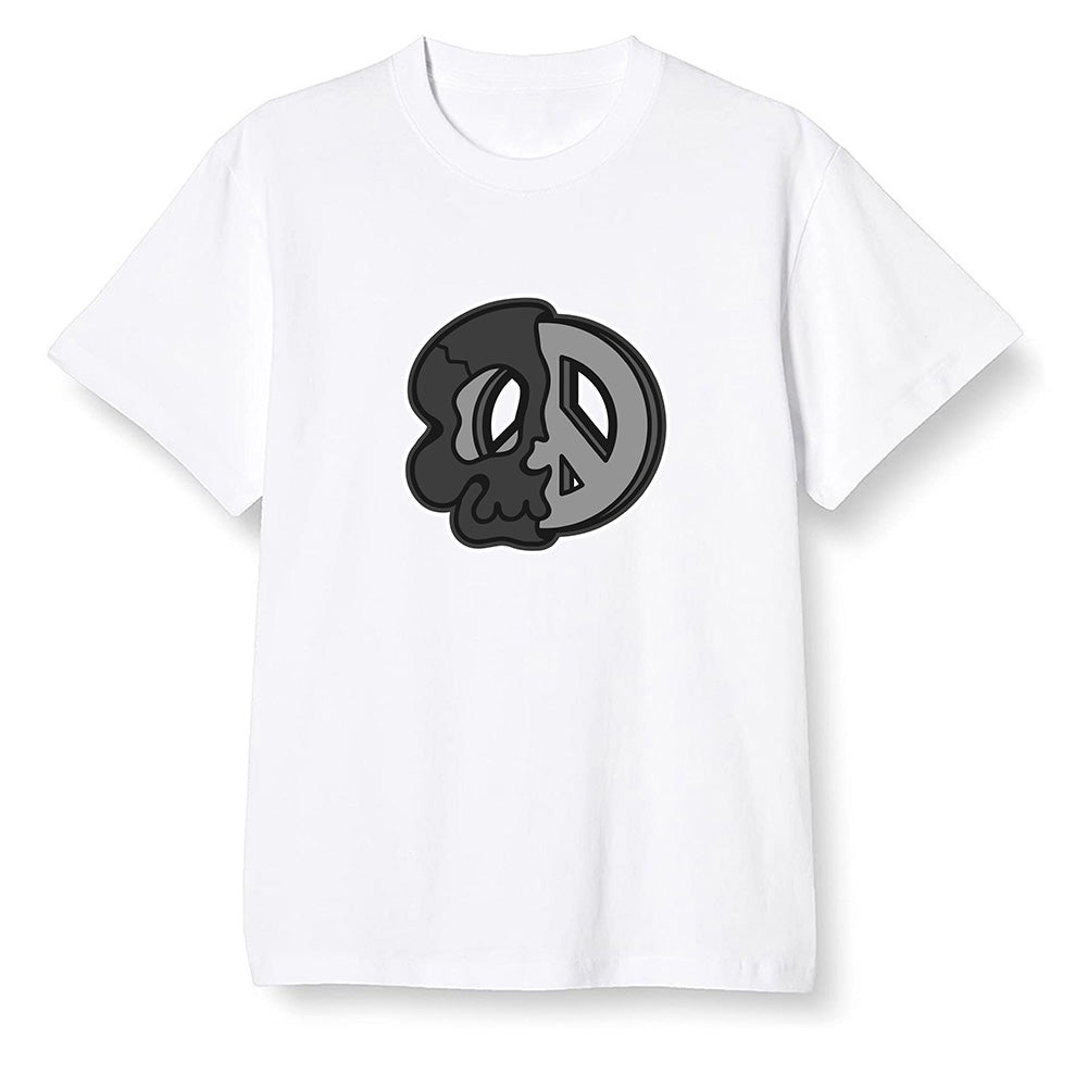 Pop Colour AJ1 Low 'Triple Black' Black - Peace and skull - White Men T-shirt