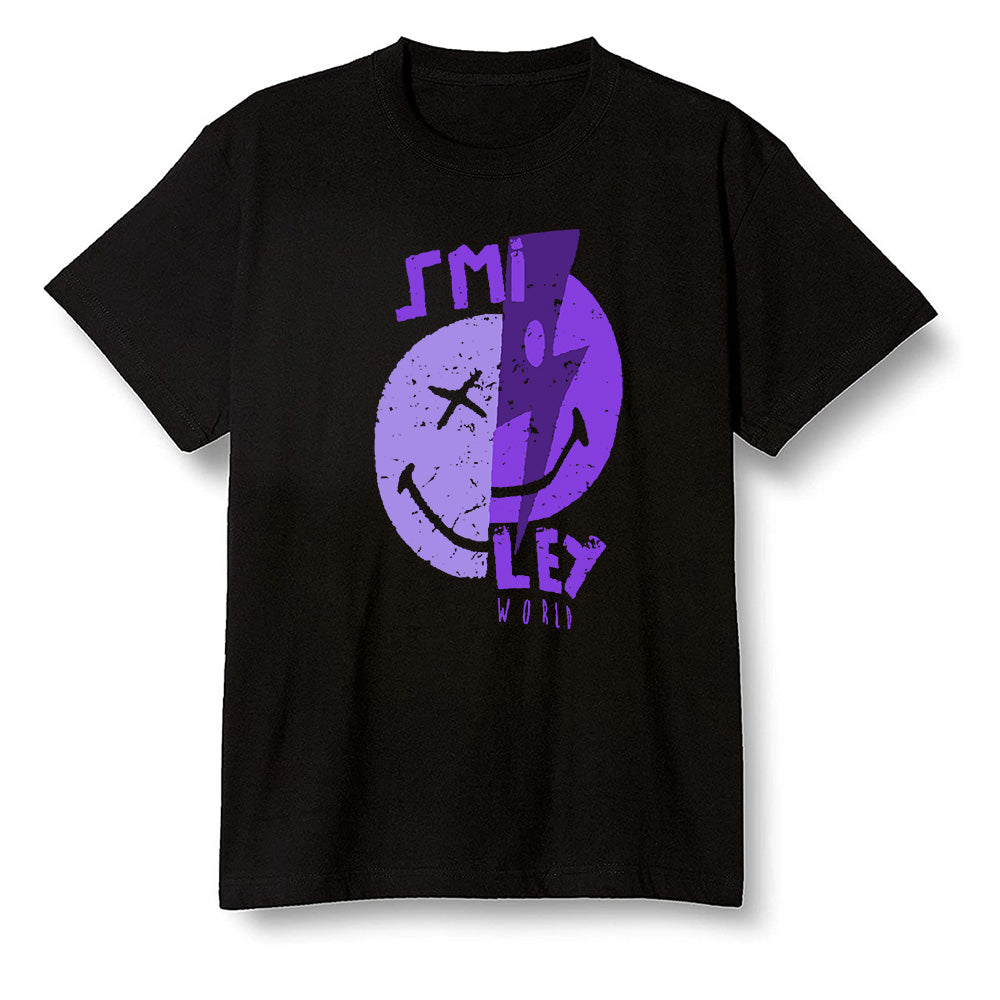 Pop Colour AJ13 Retro Court Purple - Smiley - Black Men T-shirt