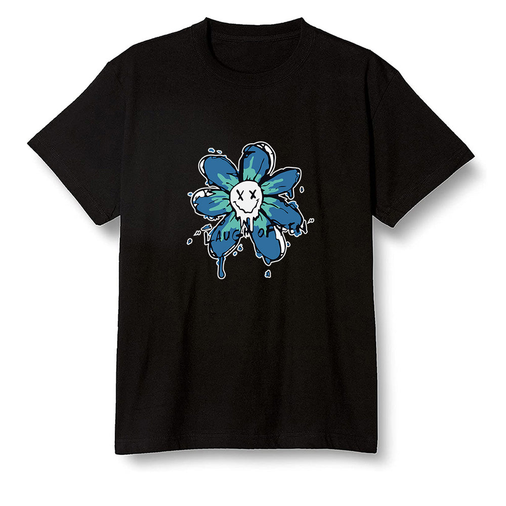 Pop Colour AJ1 High OG TIE DYE - Smiling flower - Black Men T-shirt