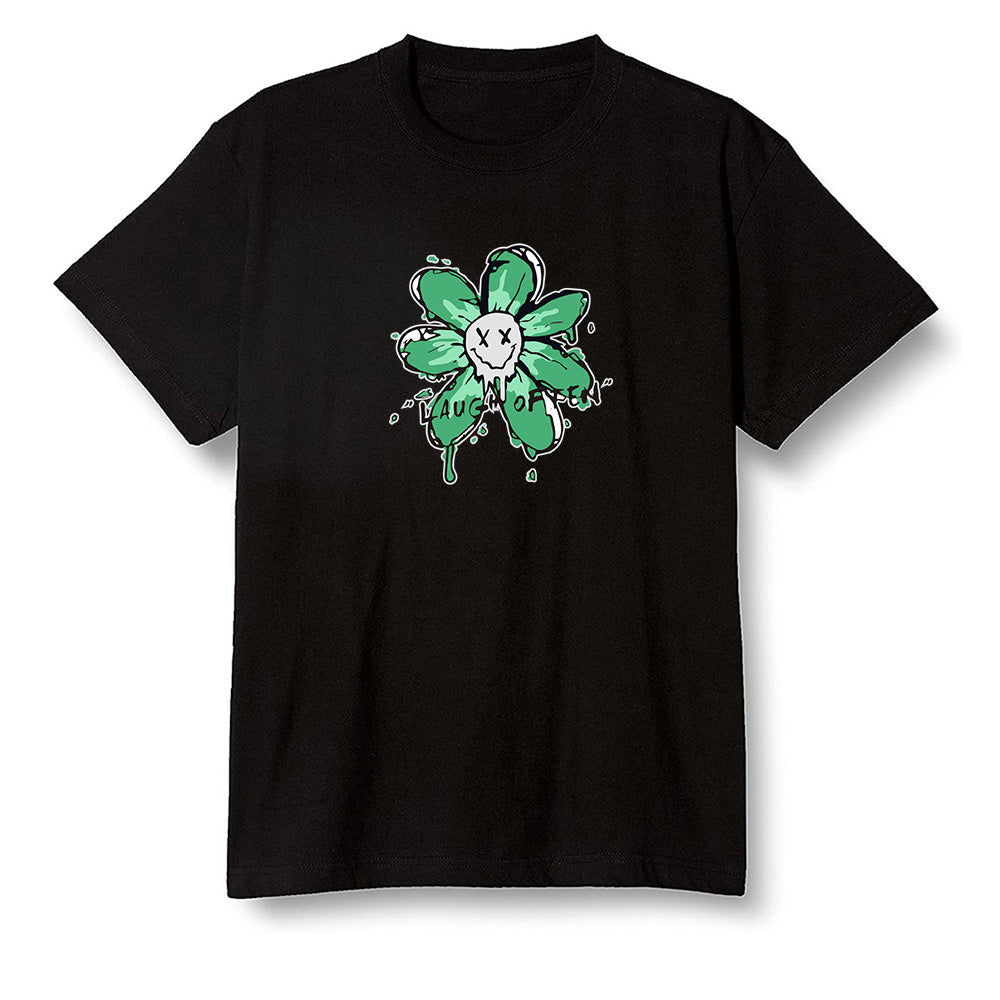 Pop Colour AJ13 Retro 'Lucky Green' - Smiling flower - Black Men T-shirt