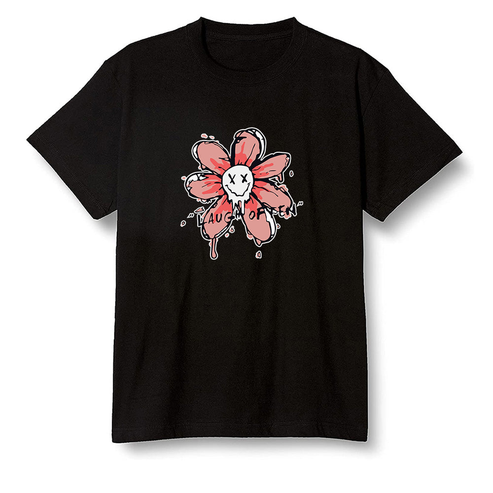 Pop Colour AJ6 Retro NRG Rust Pink - Smiling flower - Black Men T-shirt