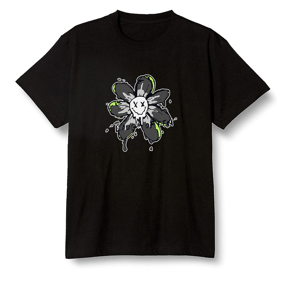 Pop Colour AJ6 Retro Electric Green - Smiling flower - Black Men T-shirt
