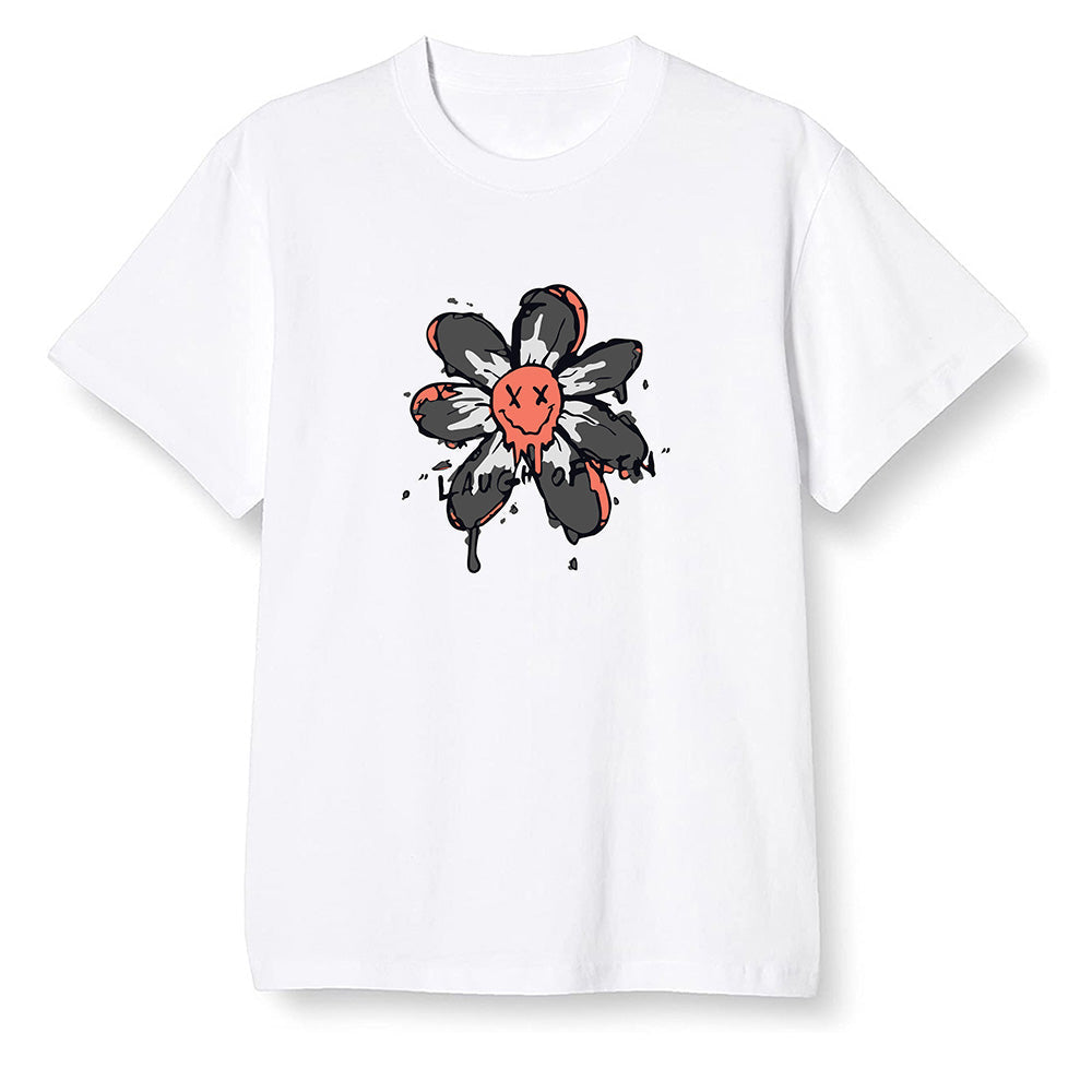 Pop Colour AJ6 Retro Psg Iron Grey Infrared - Smiling flower - White Men T-shirt