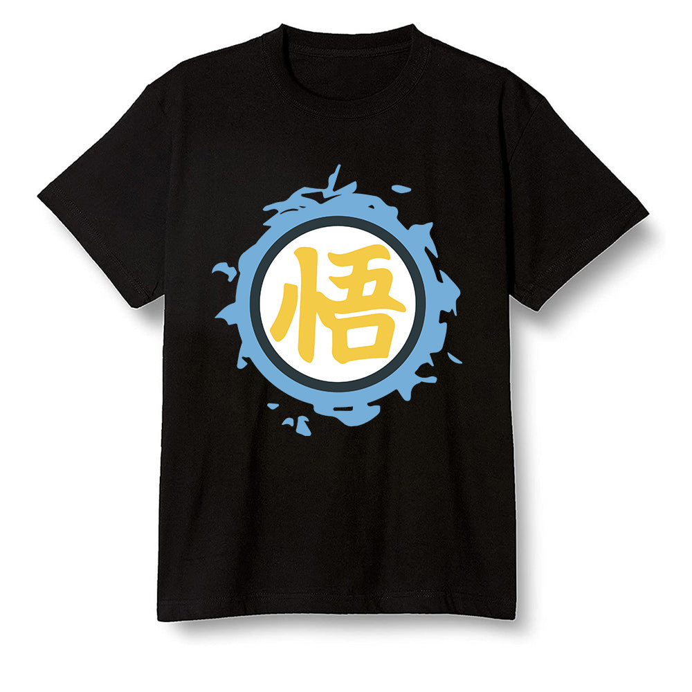 Pop Colour AJ1 Retro Low 'West Coast' White/Varsity Maize-University Blue - The logo Go Gi of Son Goku - Black Men T-shirt