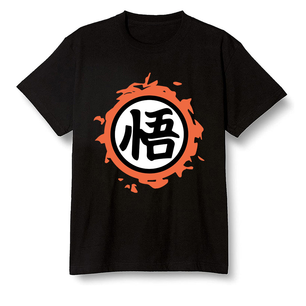 Pop Colour AJ1 Retro High OG Electro Orange - The logo Go Gi of Son Goku - Black Men T-shirt