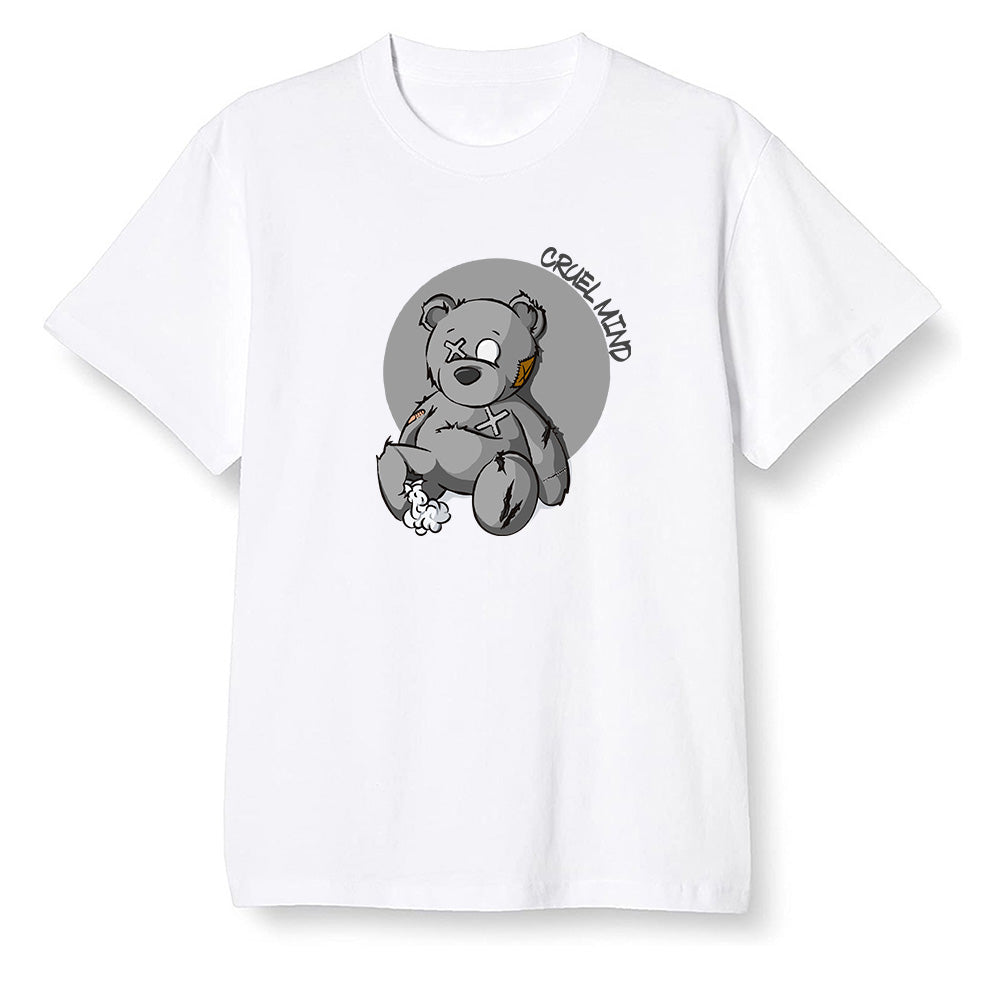 Pop Colour AJ1 Low 'Triple Black' Black - "Torn Teddy" Cruel Mind - White Men T-shirt