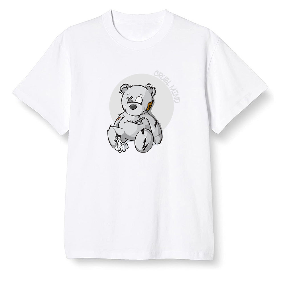 Pop Colour AJ1 Low Triple White - "Torn Teddy" Cruel Mind - White Men T-shirt