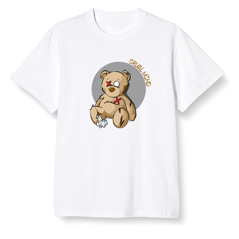 Pop Colour AJ1 Retro High OGetallic Gold - "Torn Teddy" Cruel Mind - White Men T-shirt