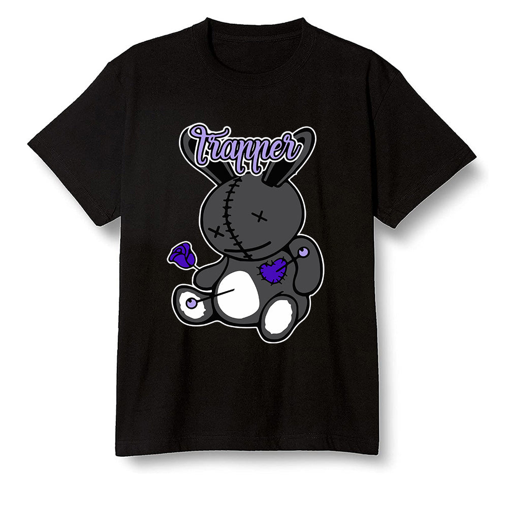 Pop Colour AJ13 Retro Court Purple - Trapper bear - Black Men T-shirt