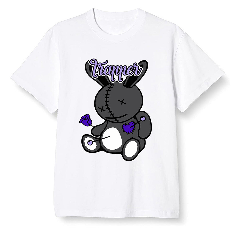 Pop Colour AJ13 Retro Court Purple - Trapper bear - White Men T-shirt