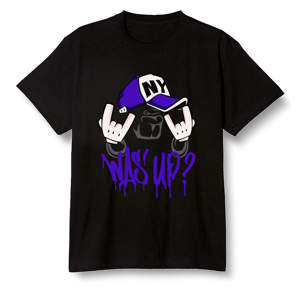 Pop Colour AJ13 Retro Court Purple - Was up - Black Men T-shirt