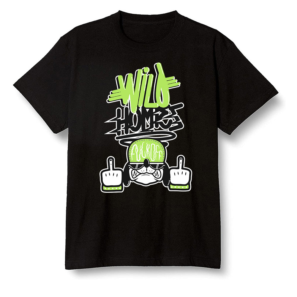 Pop Colour AJ6 Retro Electric Green - Wild Homies - Black Men T-shirt
