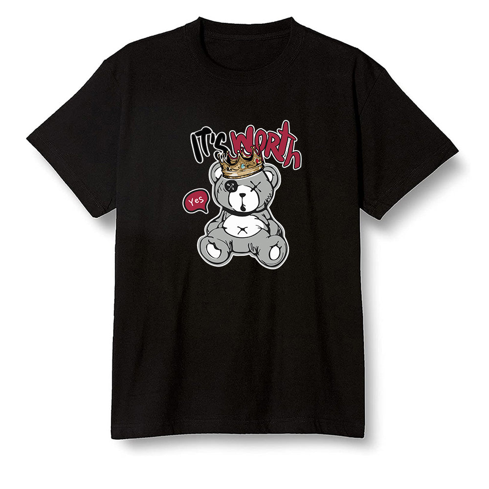 Pop Colour AJ1 Retro High OG Light Smoke Grey - Worth Trying Teddy Bear - Black Men T-shirt